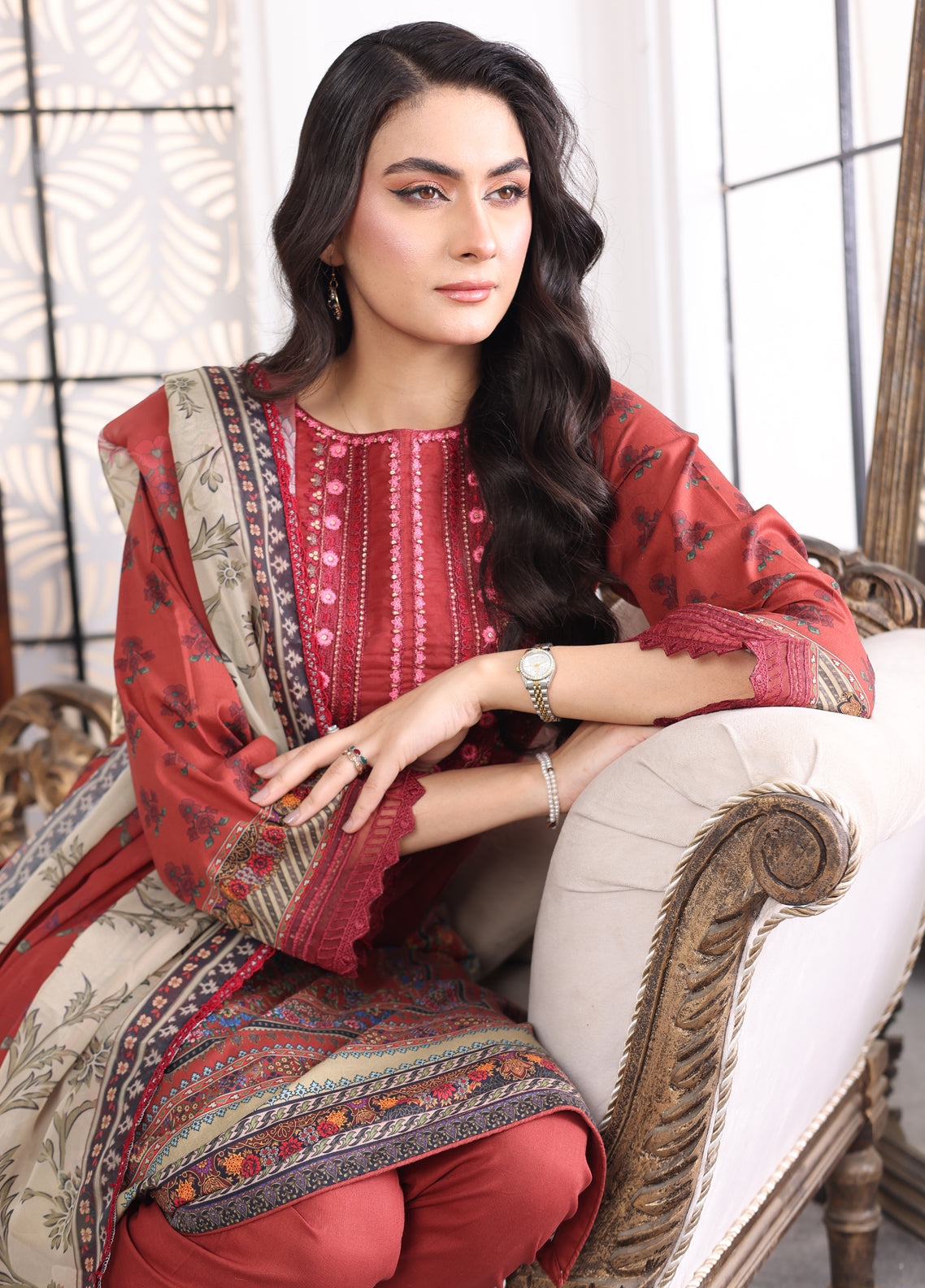 Aafreen By Polawn Embroidered Stitched 3 Piece Lawn Suit PD-24-201-A-Ready to Wear