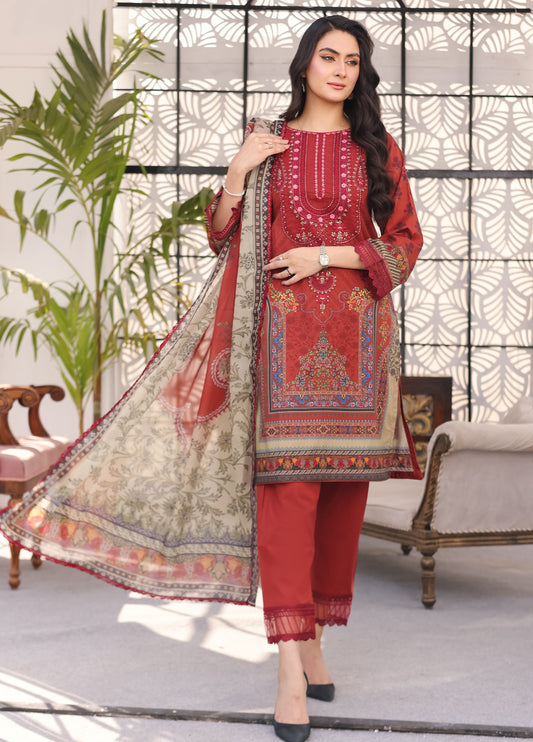 Aafreen By Polawn Embroidered Stitched 3 Piece Lawn Suit PD-24-201-A-Ready to Wear