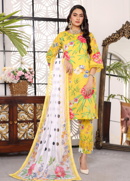 Aafreen By Polawn Embroidered Stitched 3 Piece Lawn Suit PD-24-203-A-Ready to Wear