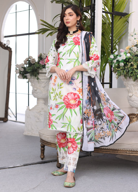 Aafreen By Polawn Embroidered Stitched 3 Piece Lawn Suit PD-24-203-B-Ready to Wear