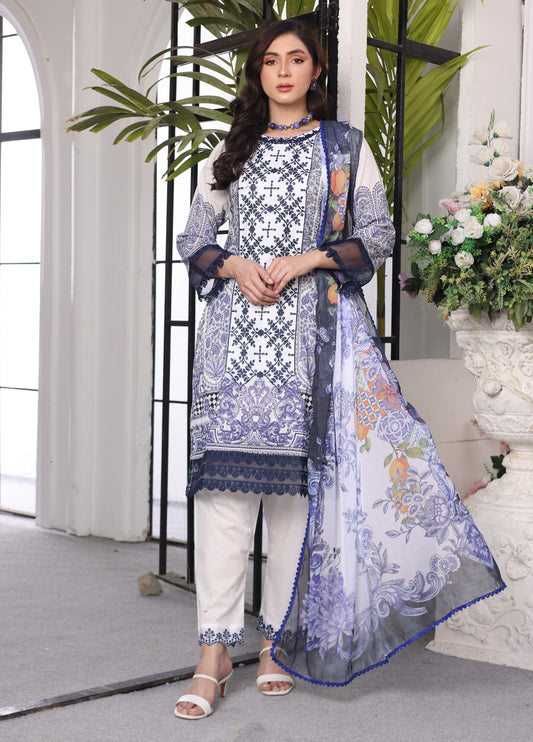 Aafreen By Polawn Embroidered Stitched 3 Piece Lawn Suit PD-24-205-Ready to Wear