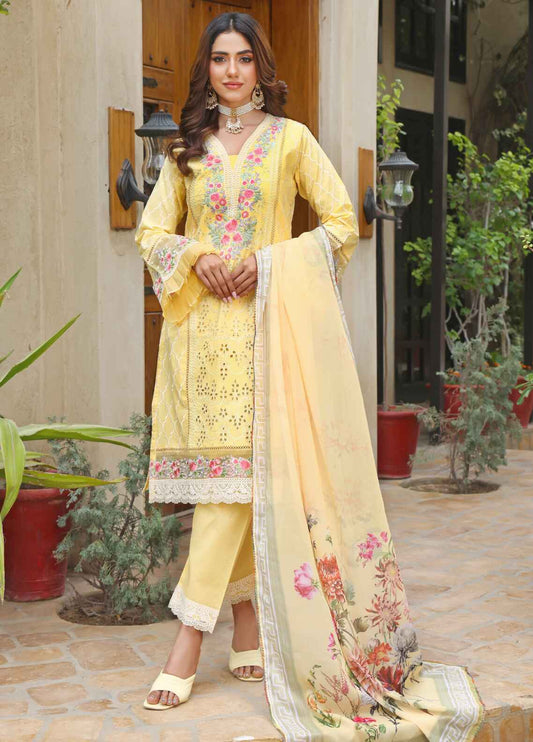 Tehzeeb By Polawn Embroidered Stitched 3 Piece Lawn Suit PD-24-301 - Ready to Wear
