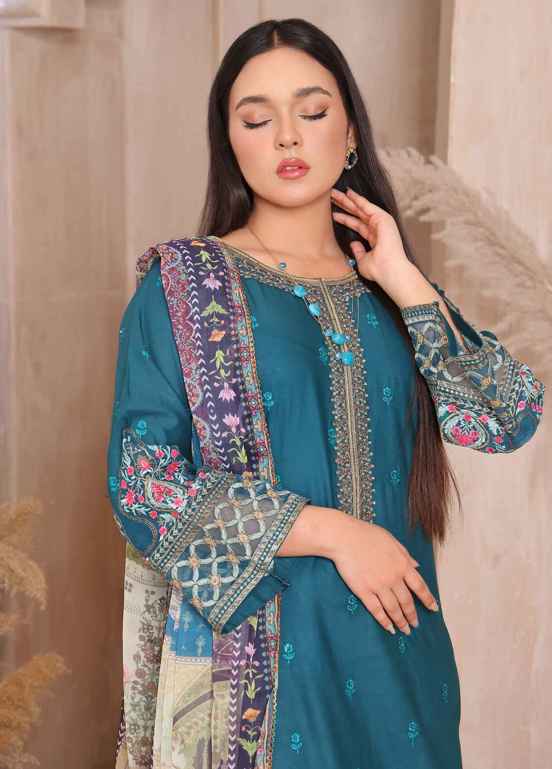 Tehzeeb By Polawn Embroidered Stitched 3 Piece Lawn Suit PD-24-302 - Ready to Wear