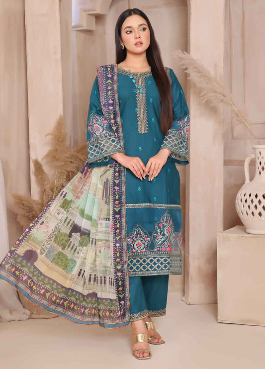Tehzeeb By Polawn Embroidered Stitched 3 Piece Lawn Suit PD-24-302 - Ready to Wear