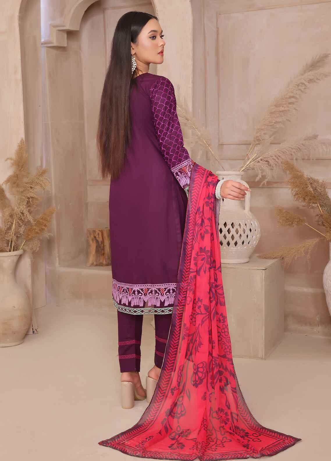 Tehzeeb By Polawn Embroidered Stitched 3 Piece Lawn Suit PD-24-304 - Ready to Wear