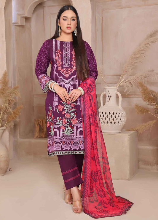 Tehzeeb By Polawn Embroidered Stitched 3 Piece Lawn Suit PD-24-304 - Ready to Wear