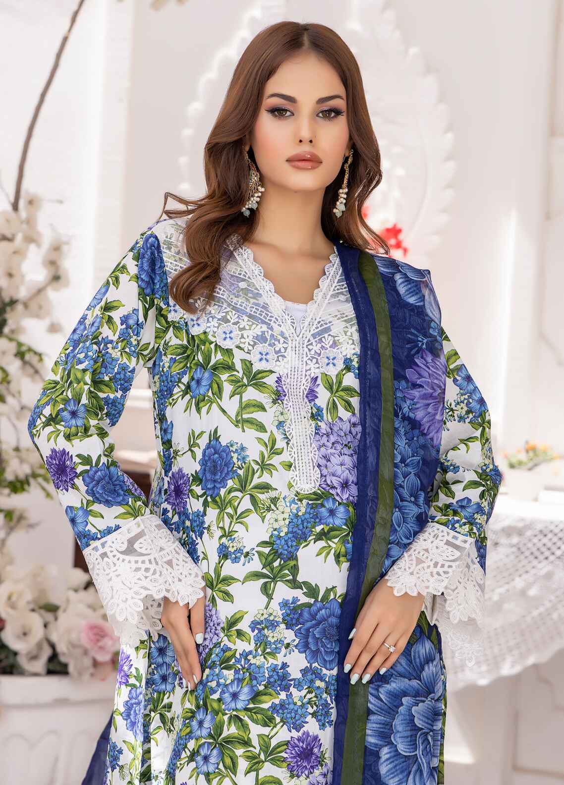 Nayab By Polawn Embroidered Stitched 3 Piece Lawn Suit PD-24-401-B-Ready to Wear