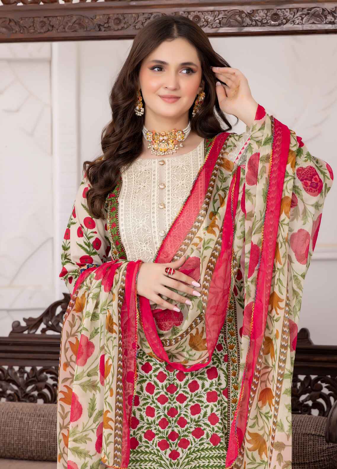 Nayab By Polawn Embroidered Stitched 3 Piece Lawn Suit PD-24-402-A-Ready to Wear