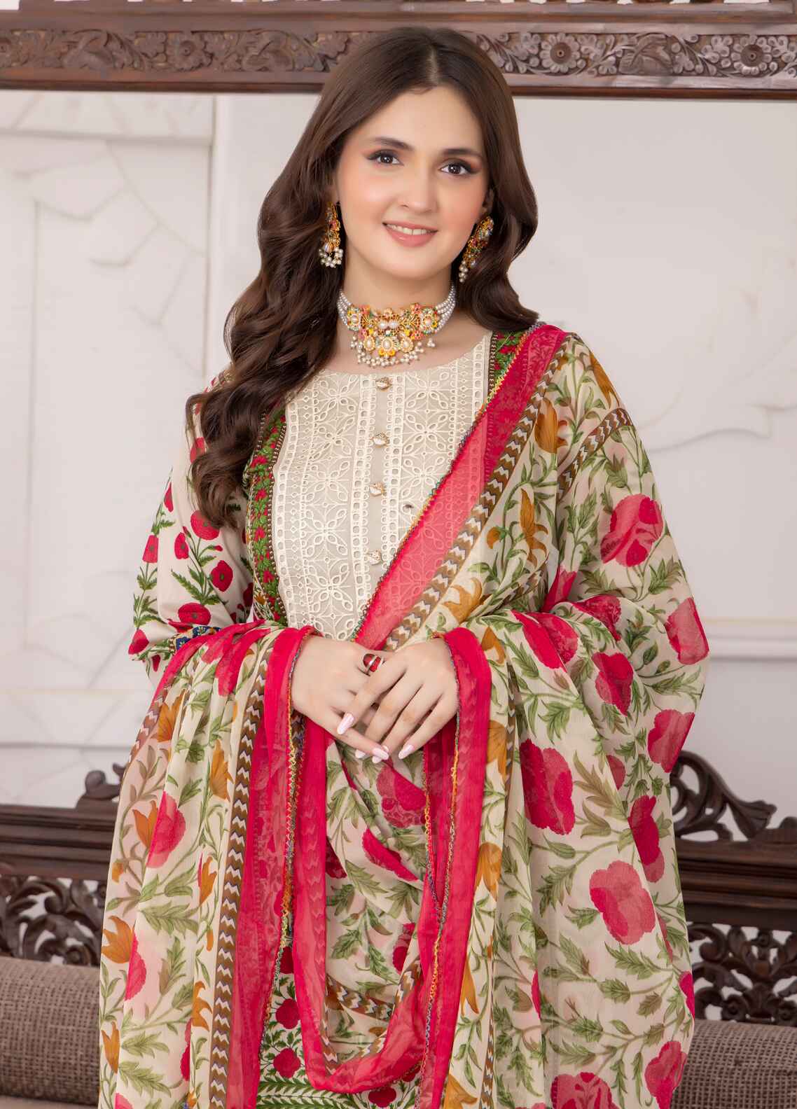 Nayab By Polawn Embroidered Stitched 3 Piece Lawn Suit PD-24-402-A-Ready to Wear