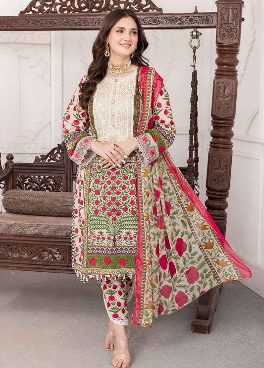 Nayab By Polawn Embroidered Stitched 3 Piece Lawn Suit PD-24-402-A-Ready to Wear