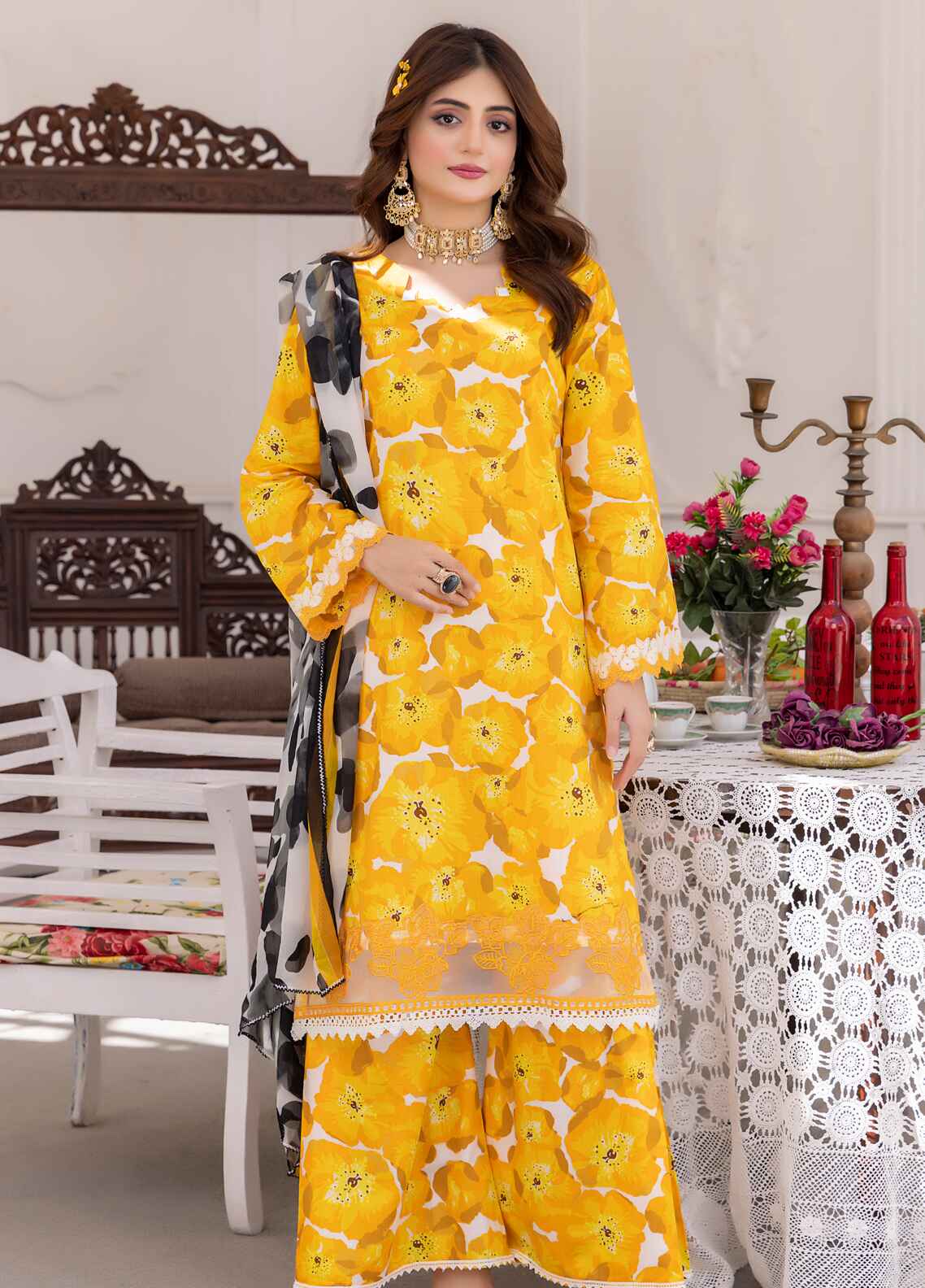 Nayab By Polawn Embroidered Stitched 3 Piece Lawn Suit PD-24-403-B-Ready to Wear