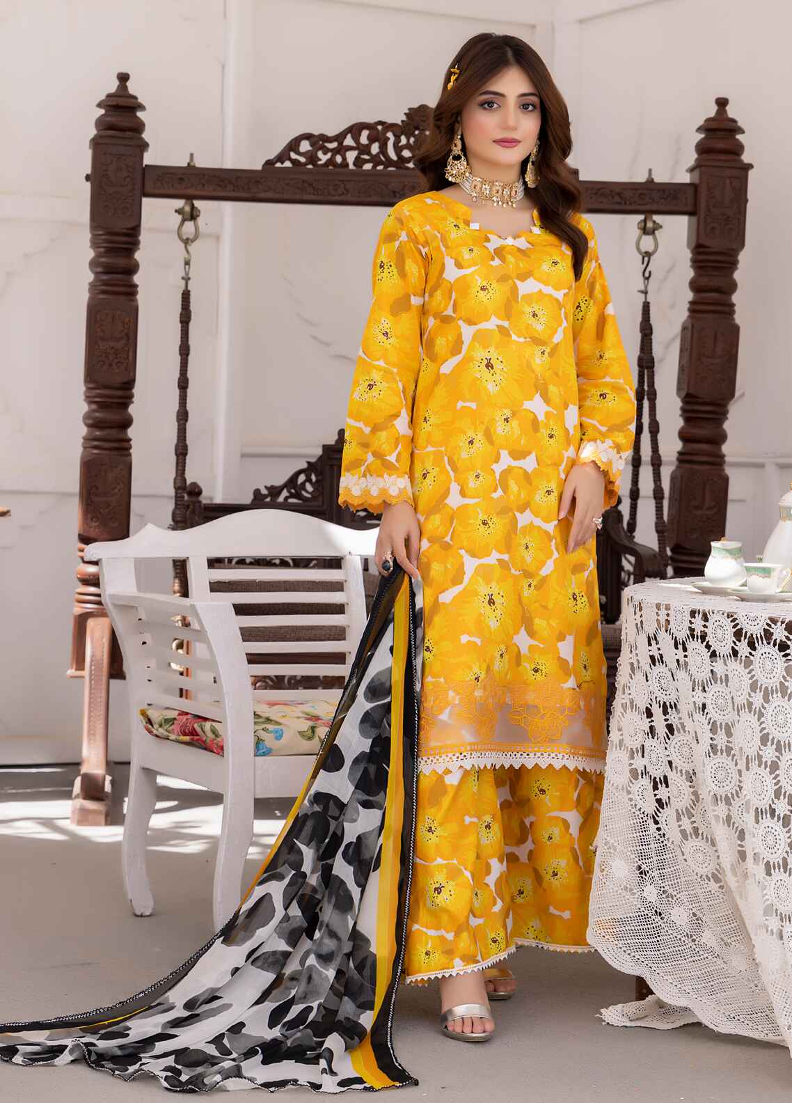 Nayab By Polawn Embroidered Stitched 3 Piece Lawn Suit PD-24-403-B-Ready to Wear