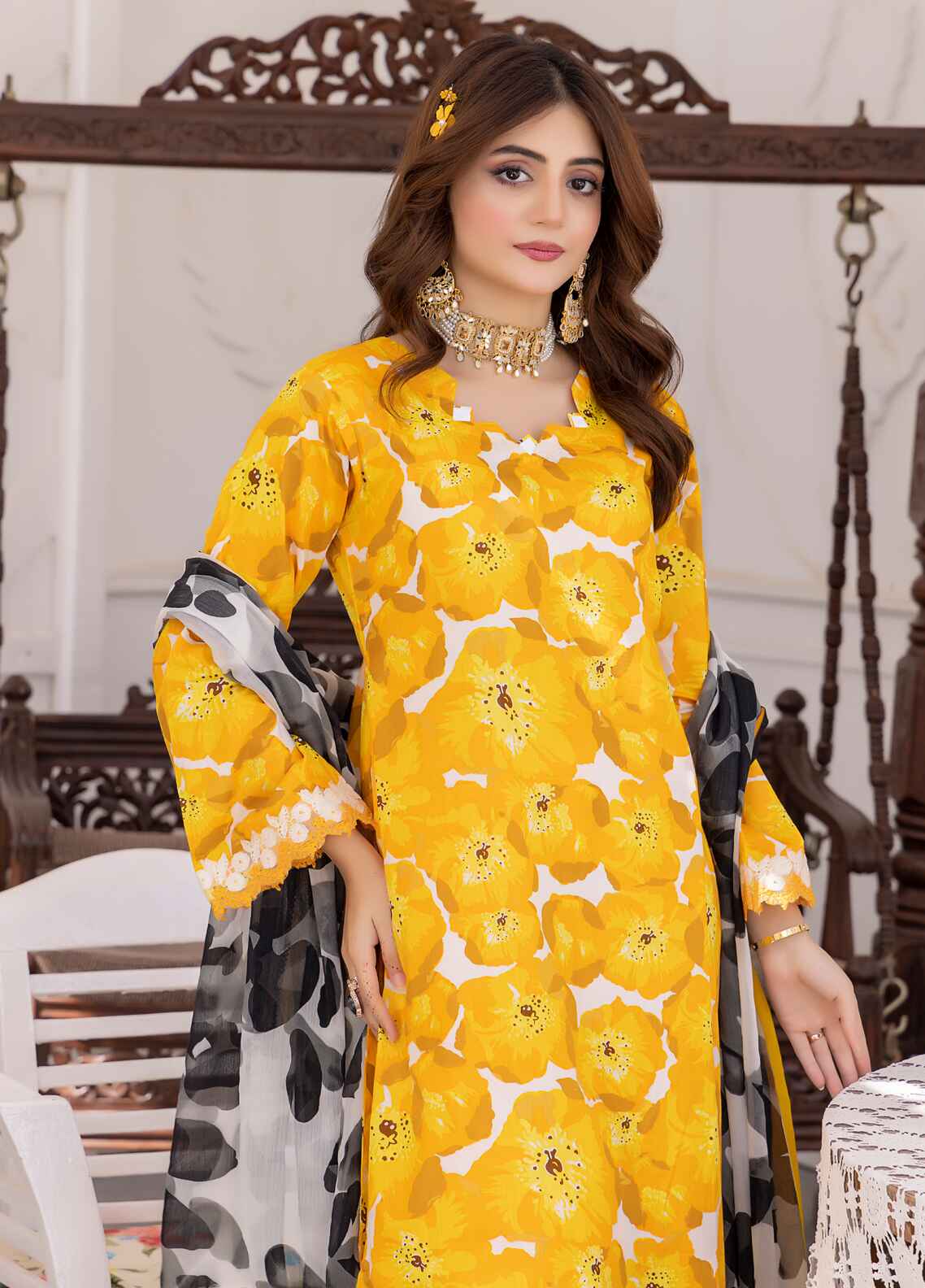 Nayab By Polawn Embroidered Stitched 3 Piece Lawn Suit PD-24-403-B-Ready to Wear