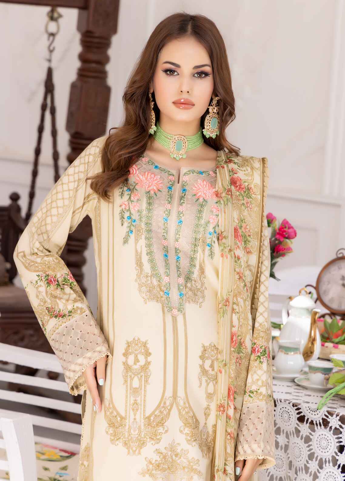 Nayab By Polawn Embroidered Stitched 3 Piece Lawn Suit PD-24-404-A-Ready to Wear