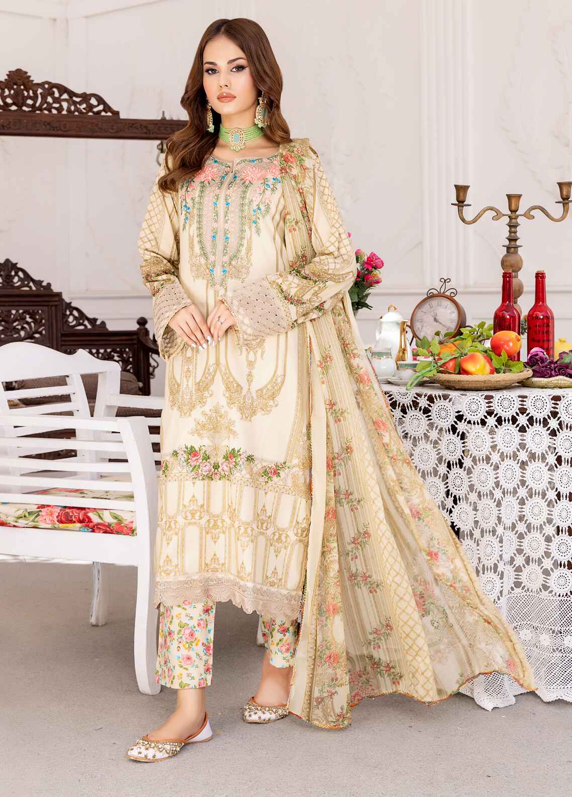 Nayab By Polawn Embroidered Stitched 3 Piece Lawn Suit PD-24-404-A-Ready to Wear