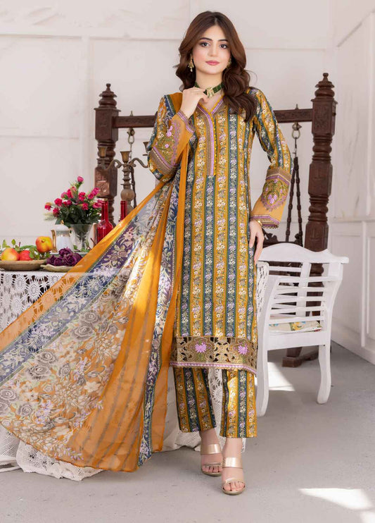 Nayab By Polawn Embroidered Stitched 3 Piece Lawn Suit PD-24-405-A-Ready to Wear