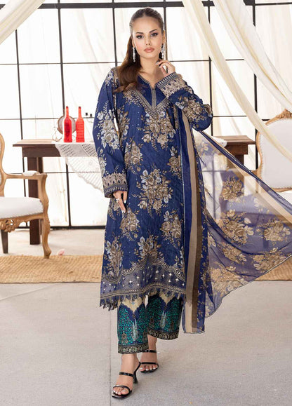 Husn By Polawn Embroidered Stitched 3 Piece Lawn Suit PD-24-501-B-Ready to Wear