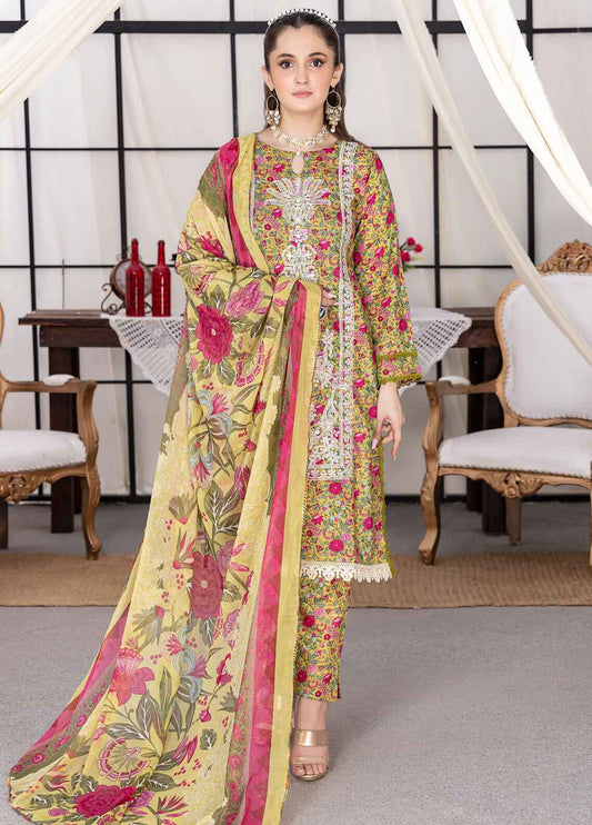 Husn By Polawn Embroidered Stitched 3 Piece Lawn Suit PD-24-502-B-Ready to Wear