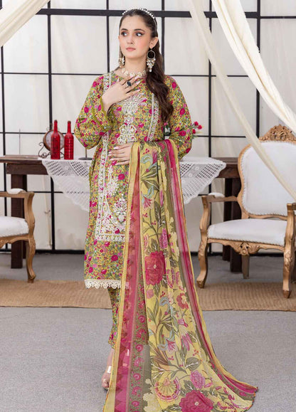 Husn By Polawn Embroidered Stitched 3 Piece Lawn Suit PD-24-502-B-Ready to Wear