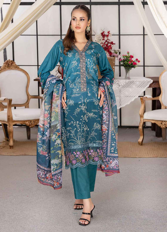 Husn By Polawn Embroidered Stitched 3 Piece Lawn Suit PD-24-505-B-Ready to Wear