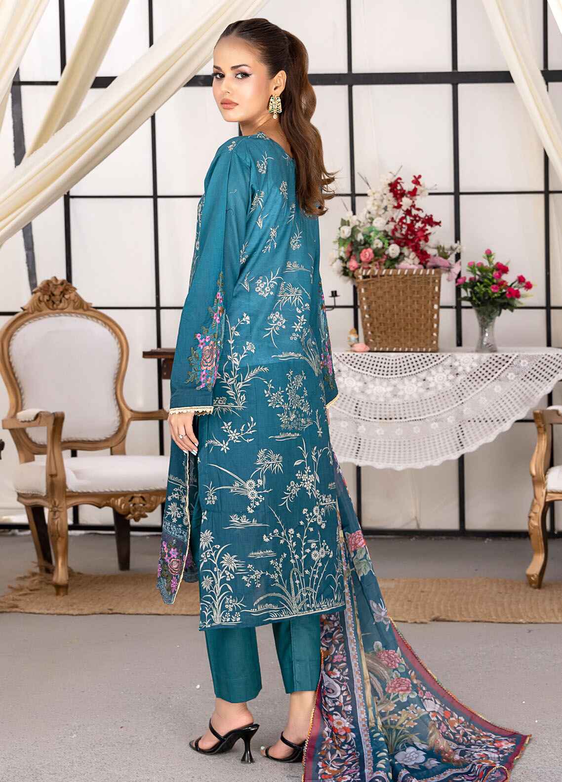 Husn By Polawn Embroidered Stitched 3 Piece Lawn Suit PD-24-505-B-Ready to Wear