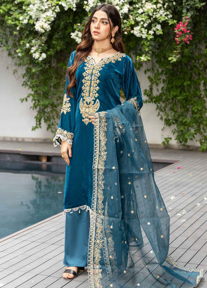 Velvina By Polawn Embroidered Stitched 3 Piece Velvet Suit PD-24-903-Ready to Wear