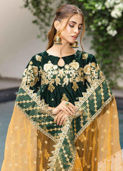 Velvina By Polawn Embroidered Stitched 3 Piece Velvet Suit PD-24-904-Ready to Wear