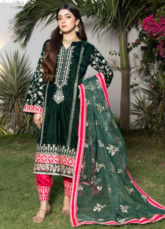 Velvina By Polawn Embroidered Stitched 3 Piece Velvet Suit PD-24-905-Ready to Wear