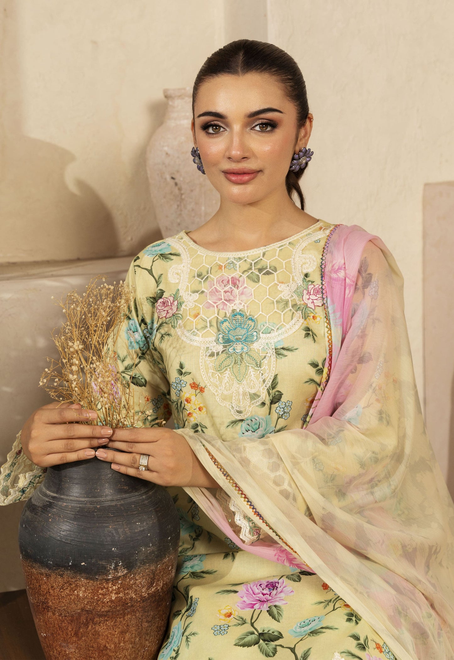 Jhilmil By Polawn Embroidered Stitched 3 Piece Lawn Suit PD-25-406-Ready to Wear