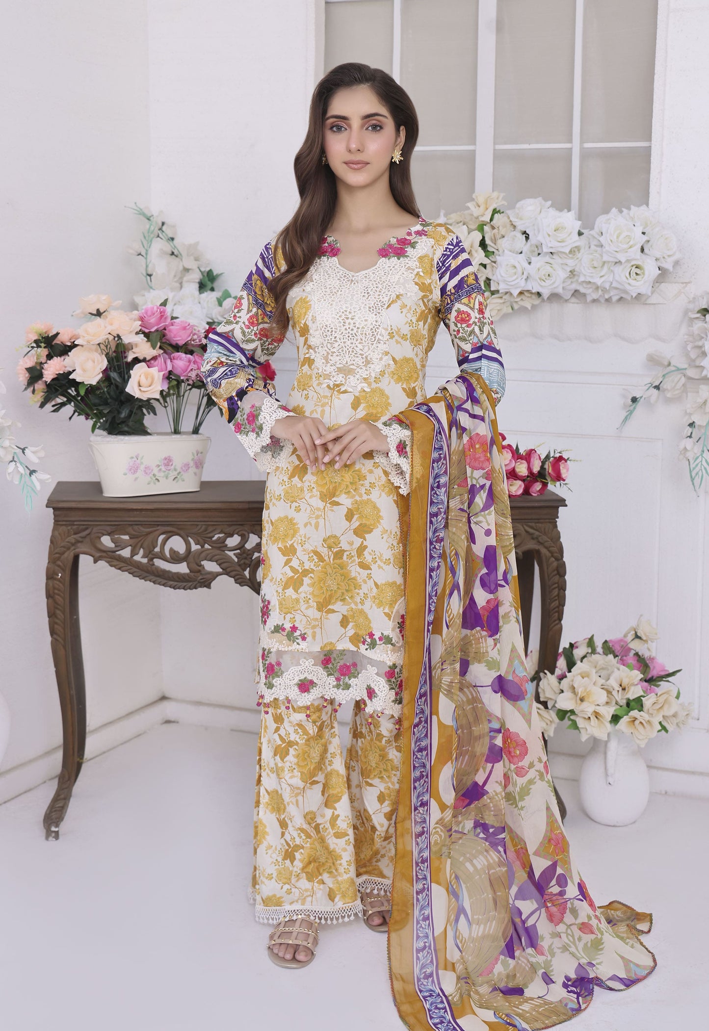 Jhilmil By Polawn Embroidered Stitched 3 Piece Lawn Suit PD-25-421-Ready to Wear
