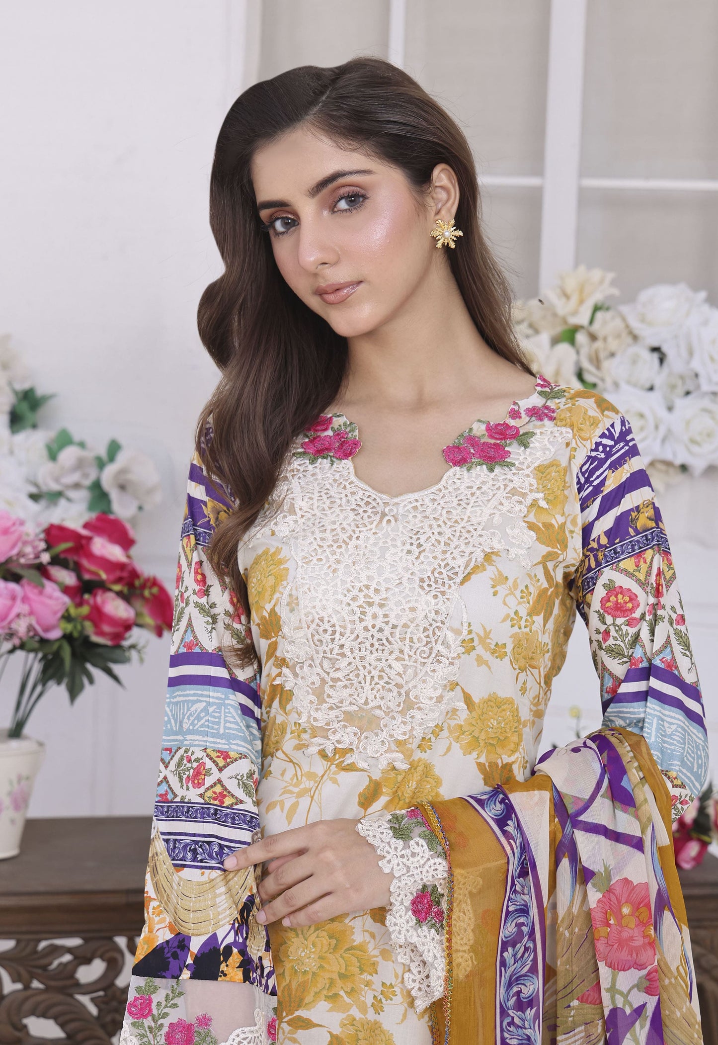 Jhilmil By Polawn Embroidered Stitched 3 Piece Lawn Suit PD-25-421-Ready to Wear