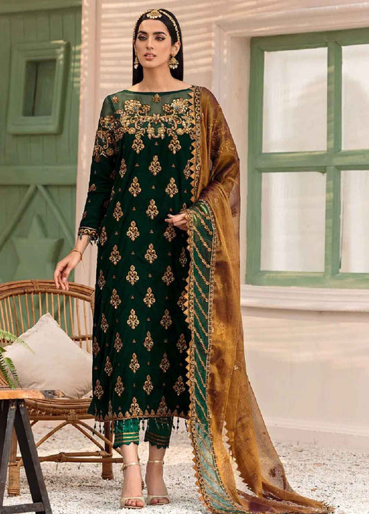 Embroidered Unstitched 3 Piece Velvet Suit EAC-MK-305 - Party Wear