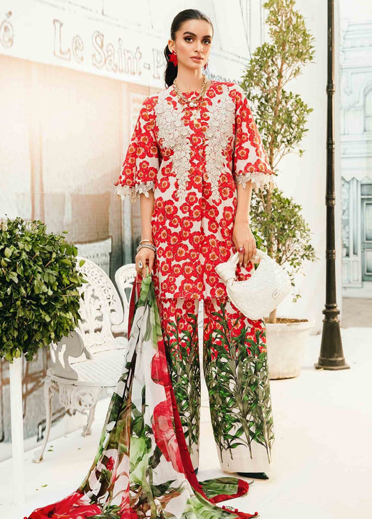 Embroidered Lawn 3 Piece Unstitched Suit MBL-MPT-2606-B-25 - Summer Collection
