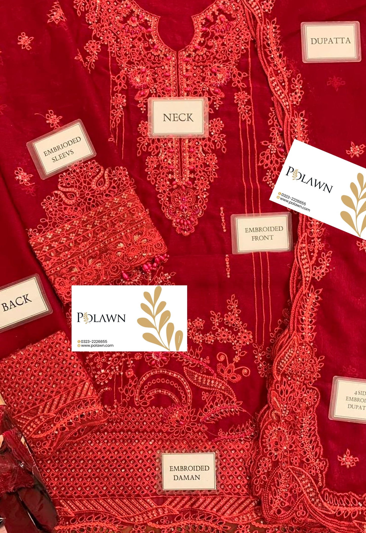 Embroidered Chiffon 3 Piece Unstitched Suit QC-WC-02 SIOFE-25 - Party Wear