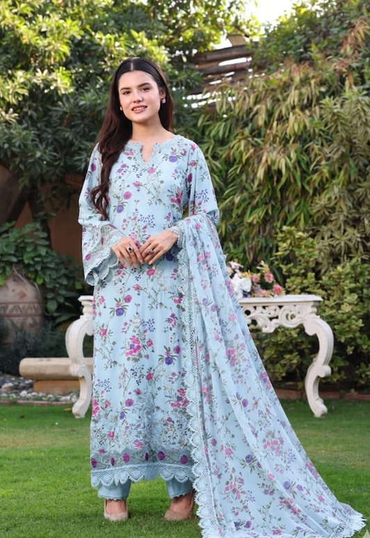Embroidered Lawn 3 Piece Unstitched Suit ACL-SPR-26-01-B - Summer Collection