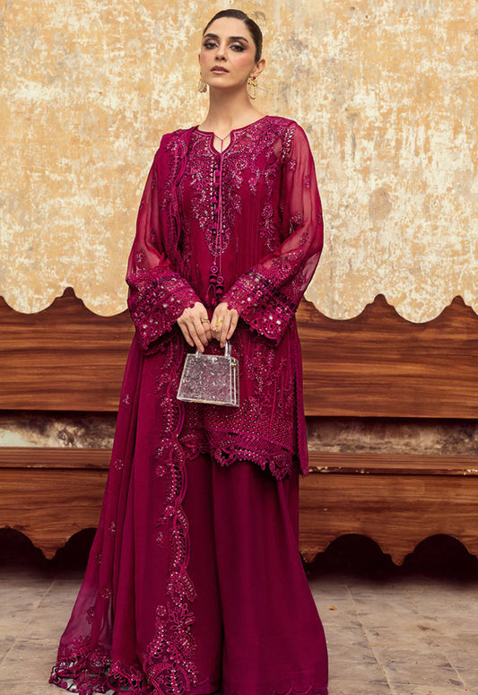 Embroidered Chiffon 3 Piece Unstitched Suit QC-WC-02 SIOFE-25 - Party Wear