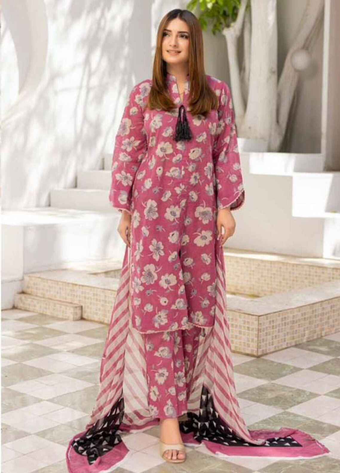 Printed Silk 3 Piece Unstitched Suit PL-CHAMEUSE-121-24 - Party Wear