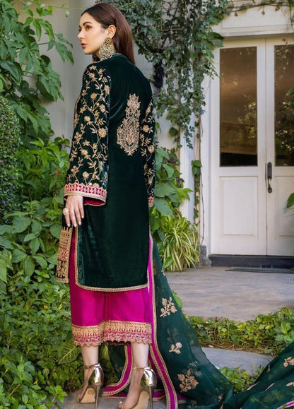 Embroidered Unstitched 3 Piece Velvet Suit ZCV-D02-22 Party Wear