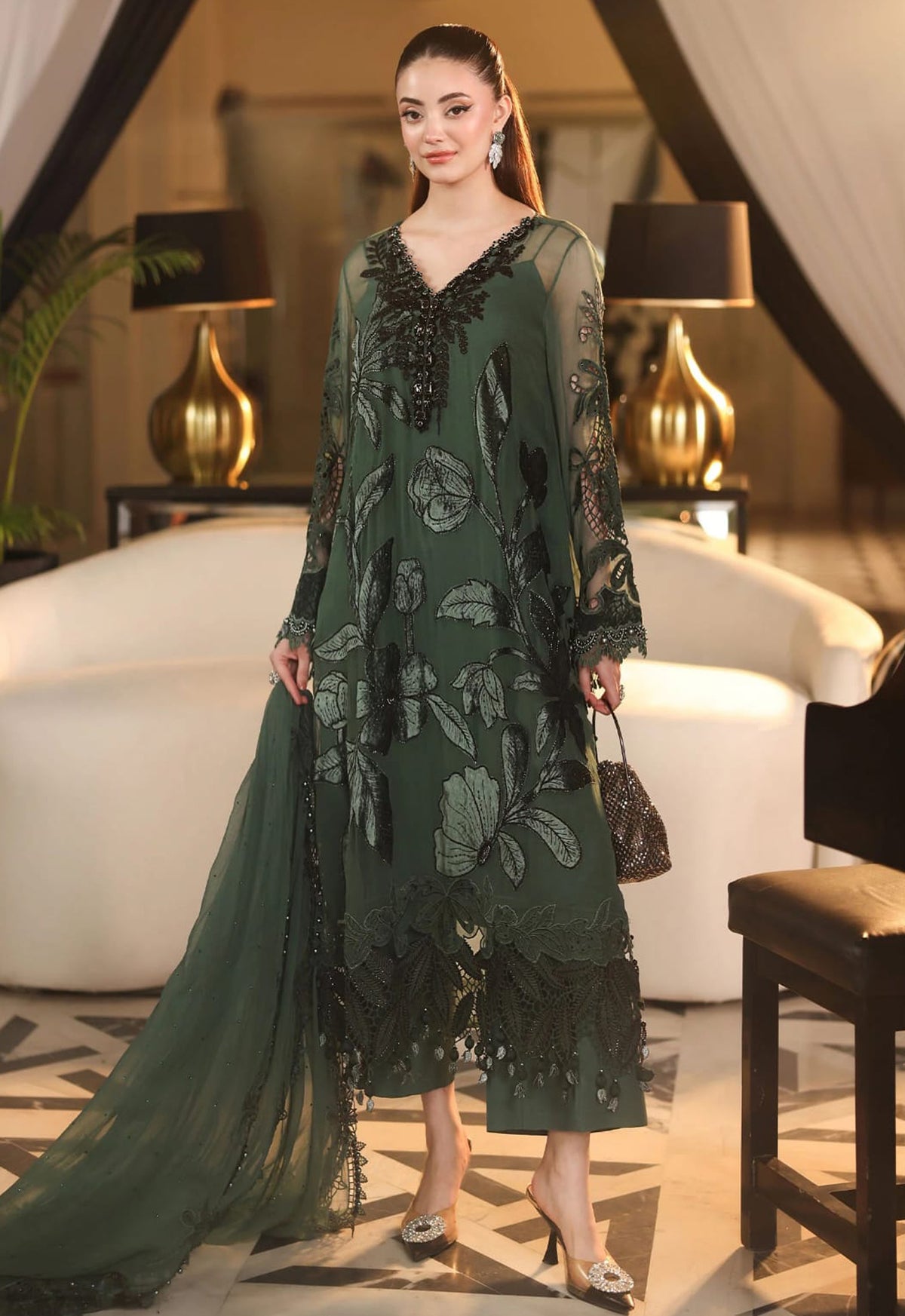 Embroidered Chiffon 3 Piece Unstitched Suit MBC-MPC-26-207 - Party Wear