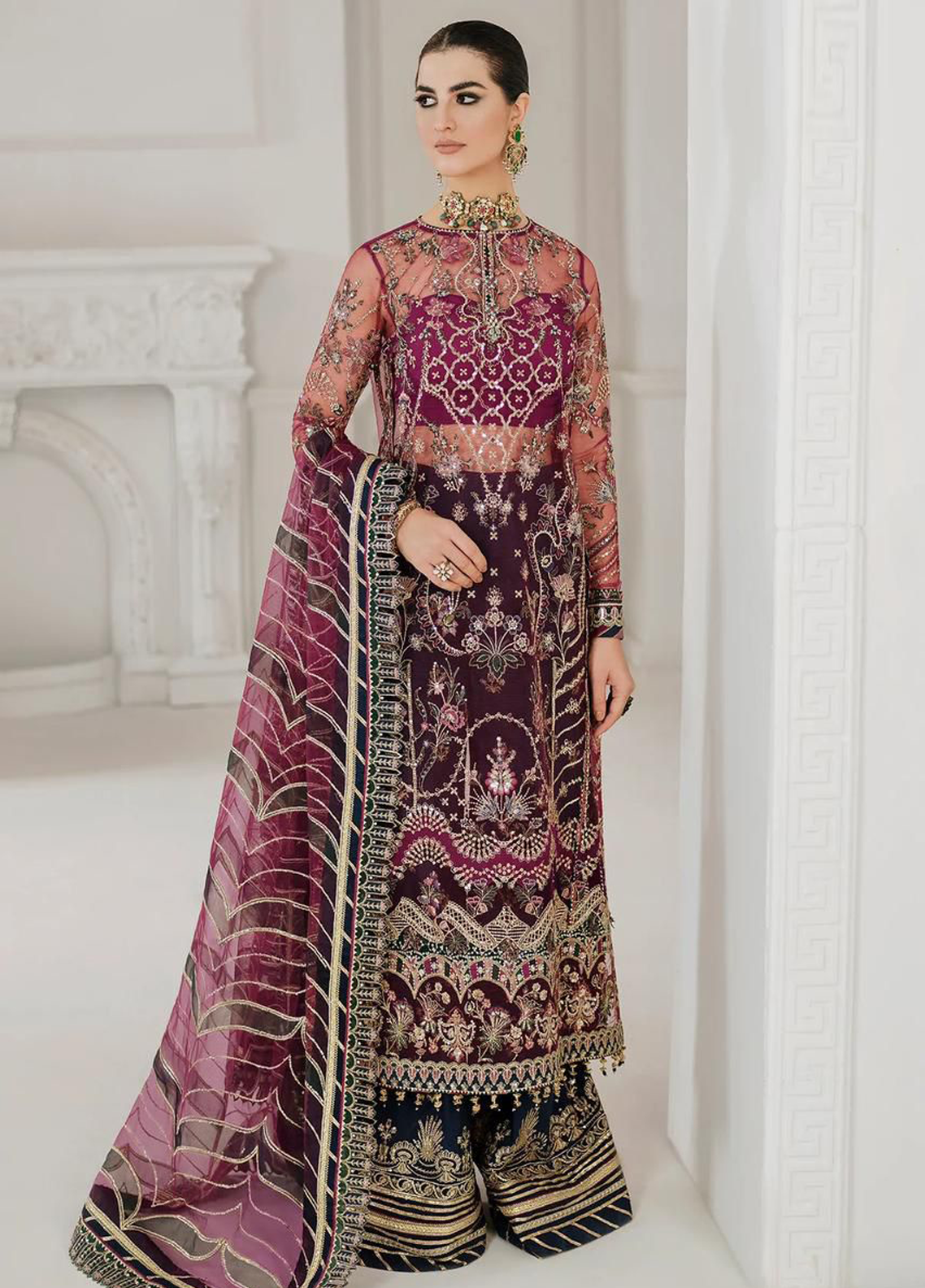 Embroidered Unstitched 3 Piece Net Suit BC-CH10-03 - Party Wear