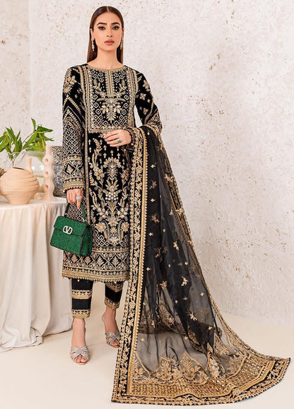 Embroidered Unstitched 3 Piece Velvet Suit GV-AZRA-01-22 Party Wear