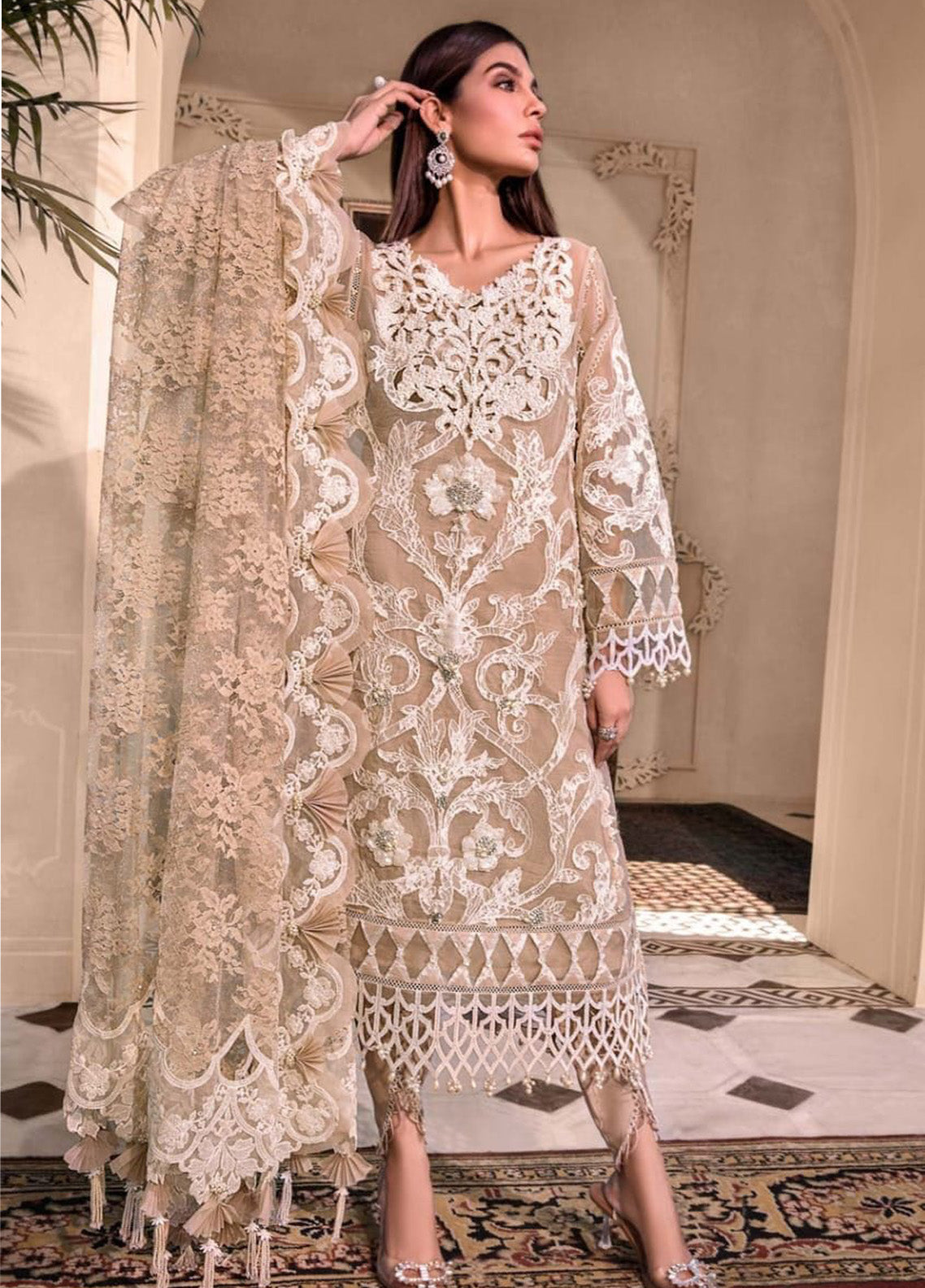 Embroidered  Organza 3 Piece Unstitched Suit MBC-BD-2608-23 -Party Wear