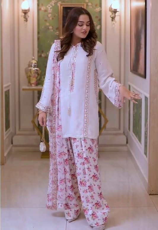 Embroidered Silk 3 Piece Unstitched Suit ACL-FC-30 - Party Wear