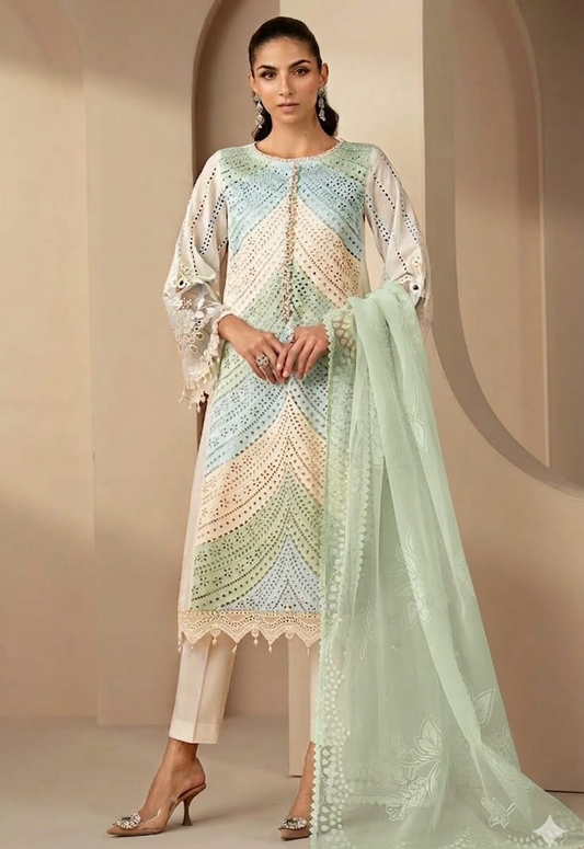 Embroidered Lawn 3 Piece Unstitched Suit MBL-D-2612-A-26 - Summer Collection