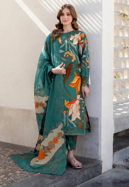 Embroidered Lawn 3 Piece Unstitched Suit BL-SF-4090-B - Summer Collection