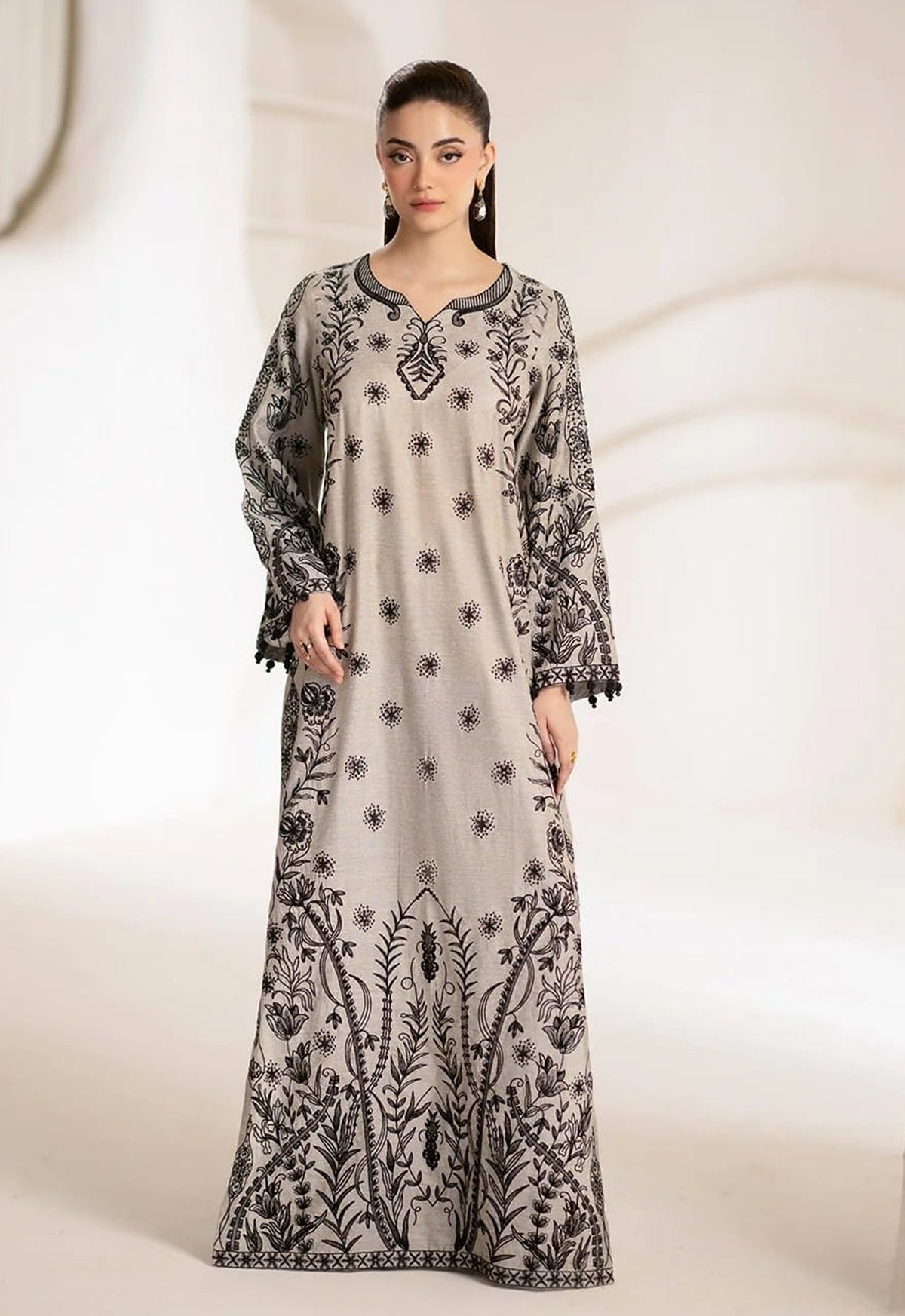 Printed Kaftaan Charmeuse Silk 2 Piece Unstitched Suit MMK-VIONELLE - Party Wear