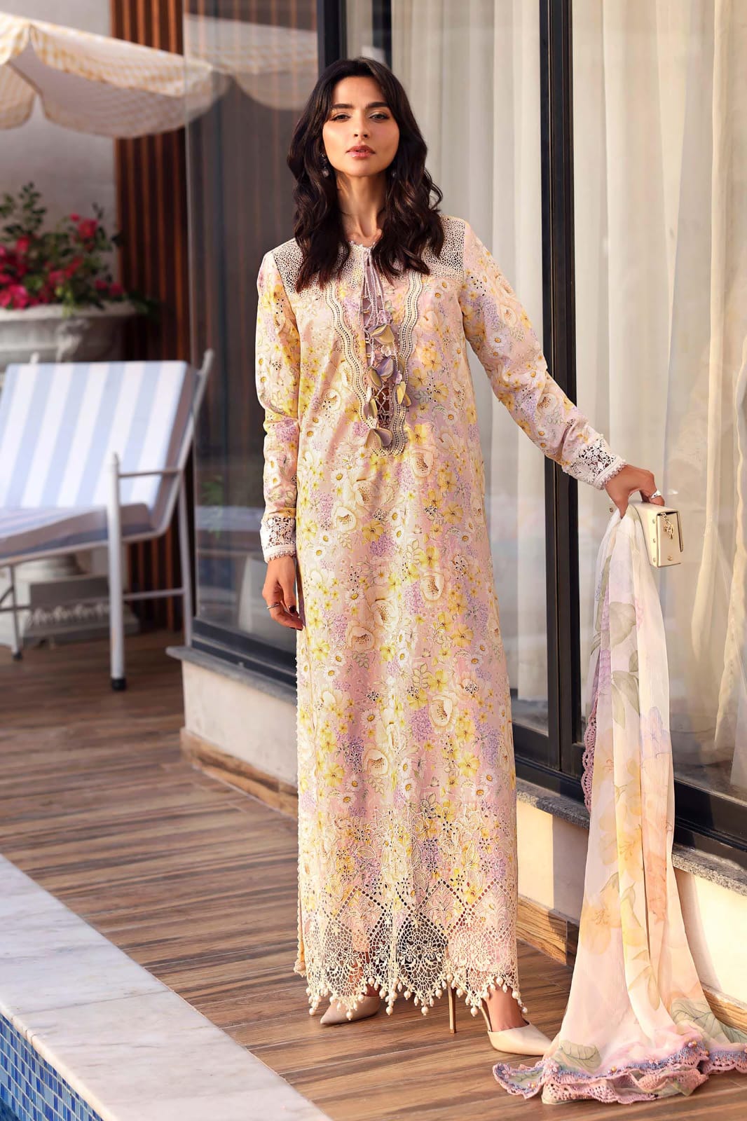 Embroidered Lawn 3 Piece Unstitched Suit MBL-MPT-3007-B-26 - Summer Collection