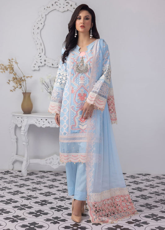 Embroidered Chiffon 3 Piece Suit Unstitched-PD-23-104-Party Wear