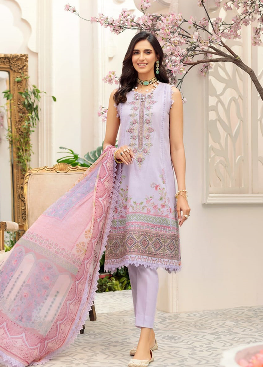 Embroidered Lawn 3 Piece Unstitched Suit  NSAL-D04 B-22 - Summer Collection