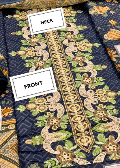 Embroidered Lawn 3 Piece Unstitched Suit  NSAL-D04 A-22- Summer Collection